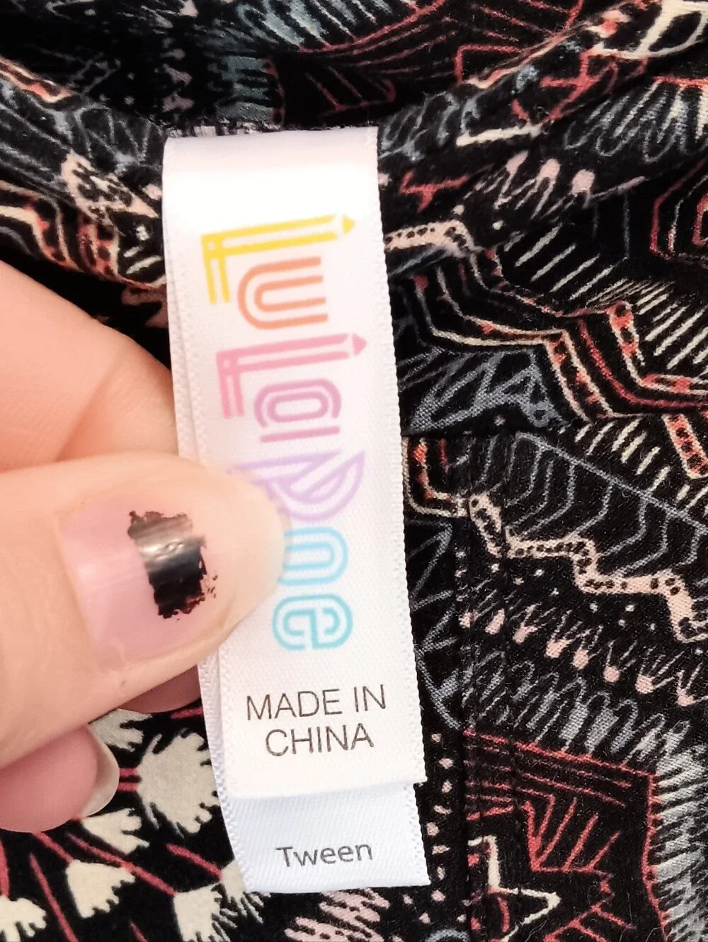 Lularoe Girls Patterned Navy and Brown Leggings